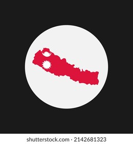 Nepal map silhouette with flag on white background