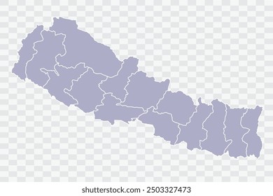 Nepal Map silver Color on White Background quality files Png