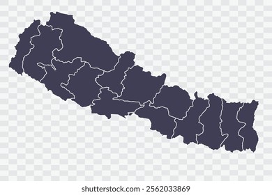 Nepal Map Slate Color on White Background quality files Png