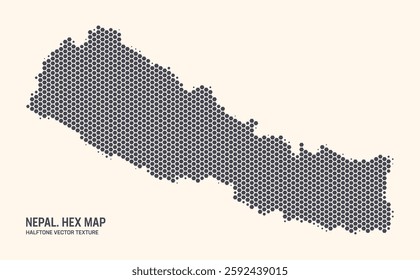 Nepal Map Vector Hexagonal Halftone Pattern Isolate On Light Background. Hex Texture in the Form of a Map of Nepal. Modern Technological Contour Map of Nepal for Design or Business Projects