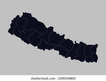 Nepal map vector, Isolated on gray background