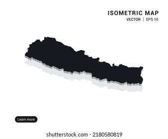 Nepal mapea el blanco sobre fondo rosado con 3d ilustración vectorial isométrica