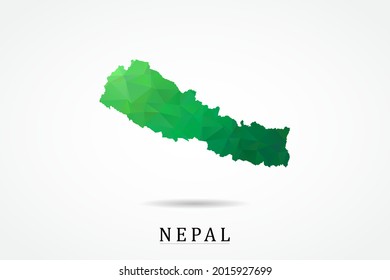 Nepal Map - World Map International vector template, low polygon style with green color isolated on white background - Vector illustration eps 10