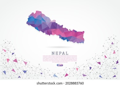 Nepal-Karte - Weltkarte Internationale Vektorgrafik-Vorlage mit mehrfarbigem rosa Farbverlauf einzeln auf weißem Hintergrund für Bildung, Website, Banner, Infografik - Vektorgrafik eps10