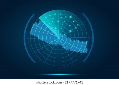 Nepal Map - World Map International vector template with futuristic circle radar style HUD, GUI, UI interface isolated on blue background for design, infographic - Vector illustration eps 10
