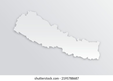 Mapa de Nepal - Mapa mundial Planilla vectorial internacional con 3D, estilo de papel que incluye sombra y color blanco sobre fondo gris para diseño, educación, infografía - Ilustración vectorial eps 10
