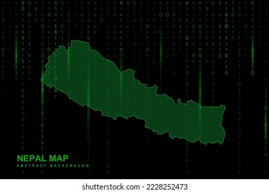 Nepal Map - World Map International vector template with Matrix green binary computer code background including light for design, website, hacker concept - Vector illustration eps 10