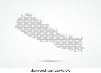 Nepal Map - World map vector template with square pixel thin black and outline sketch style isolated on white background for education, infographic, design - Vector illustration eps 10