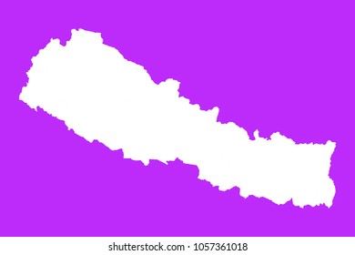 Nepal map-White map on purple background. Each city and border has separately. Vector illustration eps 10.