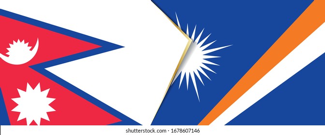 Nepal and Marshall Islands flags, two vector flags symbol of relationship or confrontation.
