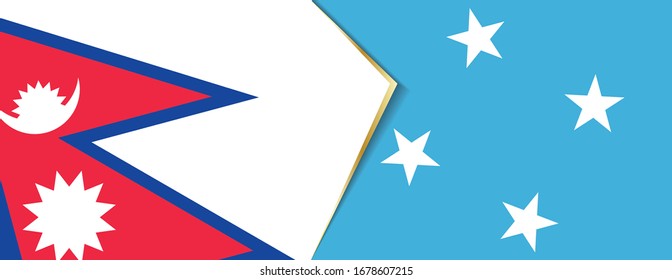 Nepal and Micronesia flags, two vector flags symbol of relationship or confrontation.