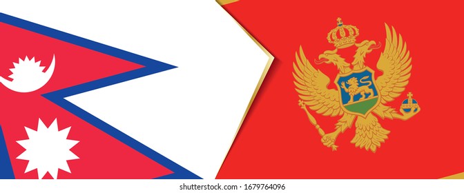 Nepal and Montenegro flags, two vector flags symbol of relationship or confrontation.