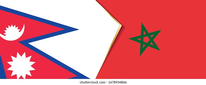 Nepal and Morocco flags, two vector flags symbol of relationship or confrontation.