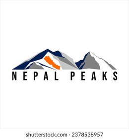 Nepal Berggipfel Logo Design. Illustration der Berge in Nepal.