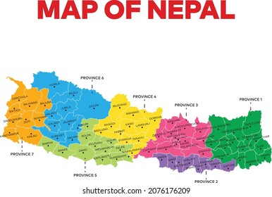 Nepal Multicolor Map With Province 