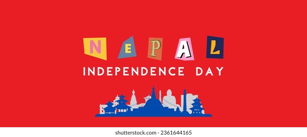 Nepal national day banner for independence day anniversary. Flag of Nepal and modern geometric retro abstract design.