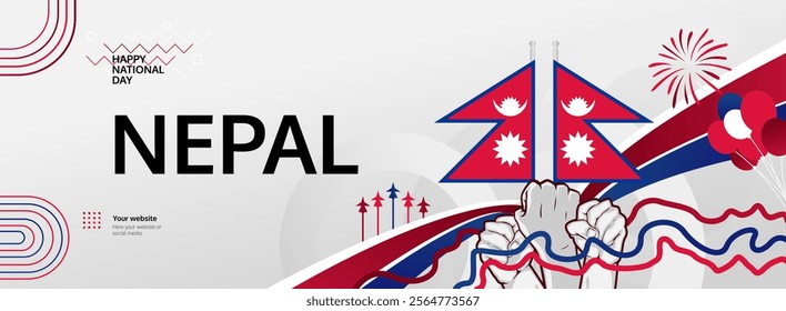 Nepal National Day greeting banner. September 20 is celebrated as Nepal National Day annually. Templates are suitable for various holiday in Nepal like Republic Day, Democracy Day and Nepali New Year.