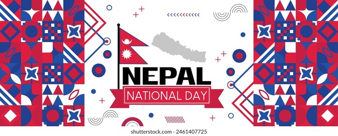 Nepal National day or Happy Teej Festival banner with abstract shapes