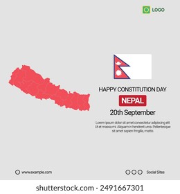 Nepal National Day Social Media Banner, Editable Vector Design with Map and Flag