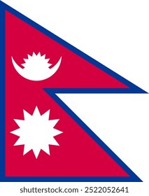 Bandera nacional de Nepal - Ilustración vectorial oficial de la bandera nacional de Nepal. Perfecto para proyectos que celebran la cultura, el patrimonio y el orgullo nacional nepalíes