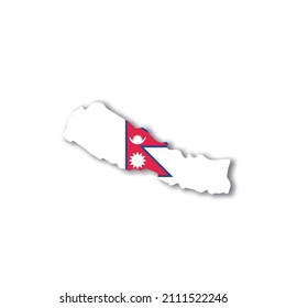 Nepal national flag in a shape of country map