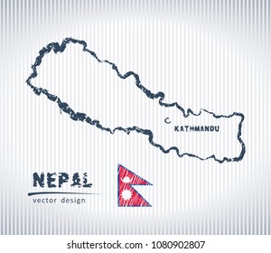 Nepal national vector drawing map on white background