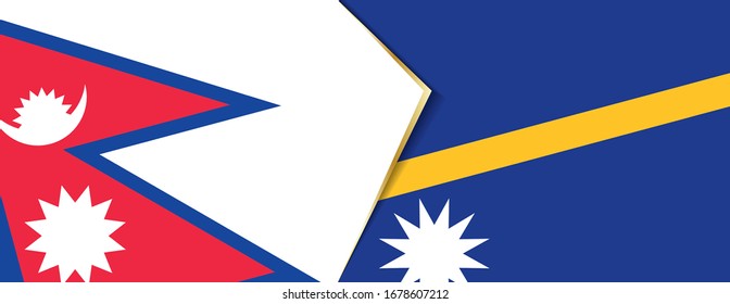 Nepal and Nauru flags, two vector flags symbol of relationship or confrontation.