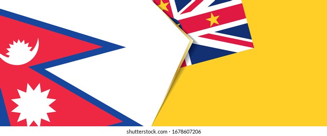 Banderas de Nepal y Niue, dos banderas vectoriales símbolo de relación o confrontación.