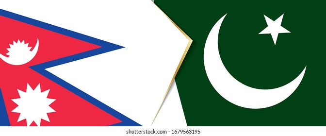 Nepal and Pakistan flags, two vector flags symbol of relationship or confrontation.