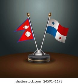 Nepal and Panama table flags relation with gradient backgrund. Vector Illustration