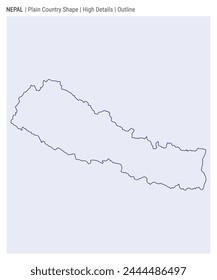 Nepal plain country map. High details. Outline style. Shape of Nepal. Vector illustration.