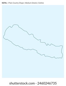 Nepal plain country map. Medium Details. Outline style. Shape of Nepal. Vector illustration.