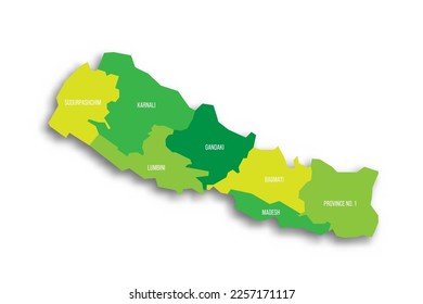 Nepal political map of administrative divisions