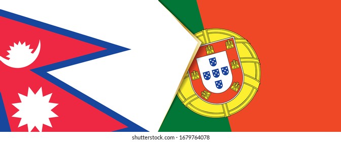 Nepal and Portugal flags, two vector flags symbol of relationship or confrontation.