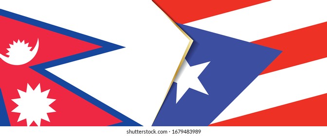 Nepal and Puerto Rico flags, two vector flags symbol of relationship or confrontation.