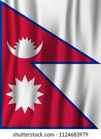 Nepal realistic waving flag vector illustration. National country background symbol. Independence day.
