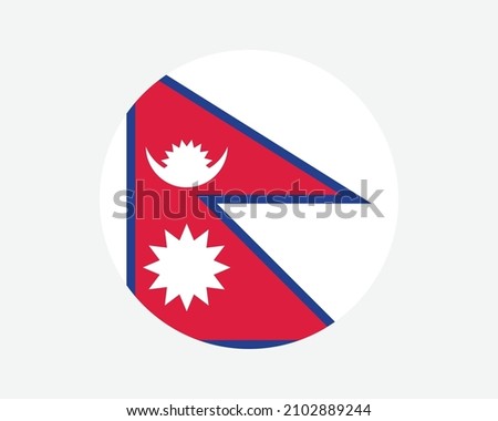 Nepal Round Country Flag. Nepali Nepalese Circle National Flag. Federal Democratic Republic of Nepal Circular Shape Button Banner. EPS Vector Illustration.