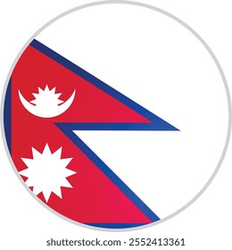 Nepal Round Flag Icon Vector