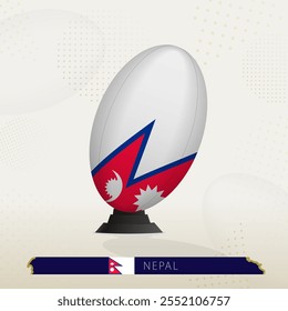 Nepal Rugby Ball on Rugby Kicking Tees with Modern Design. Illustration perfect for sports, national pride, and rugby-related projects.