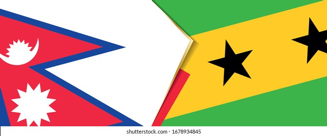 Nepal and Sao Tome and Principe flags, two vector flags symbol of relationship or confrontation.