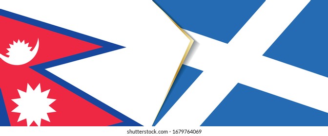 Die Flaggen Nepals und Schottlands, zwei Vektorillustrationen Flaggen, sind Symbol für Beziehung oder Konfrontation.