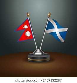 Nepal and Scotland table flags relation with gradient backgrund. Vector Illustration