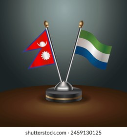 Nepal and Sierra Leone table flags relation with gradient backgrund. Vector Illustration