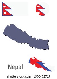 Nepal silhouette and flag vector illustration