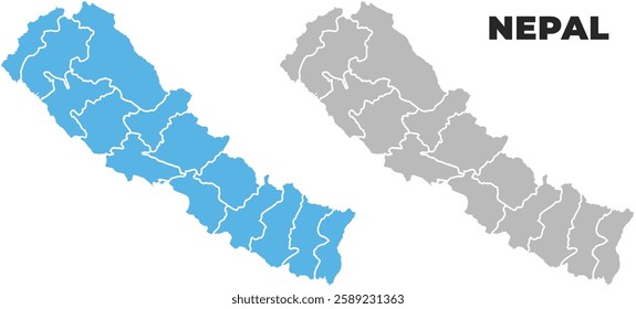 Nepal simple maps flat illustration
