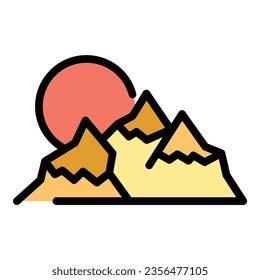 Nepal skyline icon outline vector. Culture travel. Asian tibet color flat