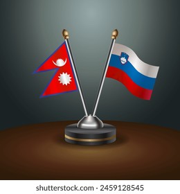Nepal and Slovenia table flags relation with gradient backgrund. Vector Illustration