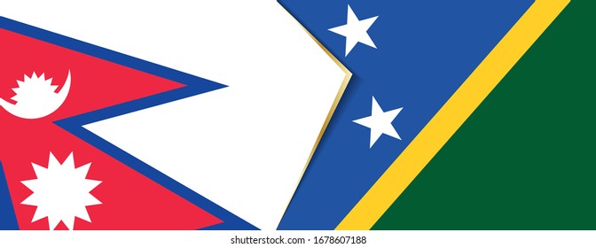 Nepal and Solomon Islands flags, two vector flags symbol of relationship or confrontation.