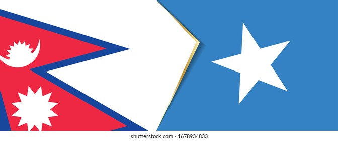 Nepal and Somalia flags, two vector flags symbol of relationship or confrontation.