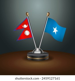 Nepal and Somalia table flags relation with gradient backgrund. Vector Illustration
